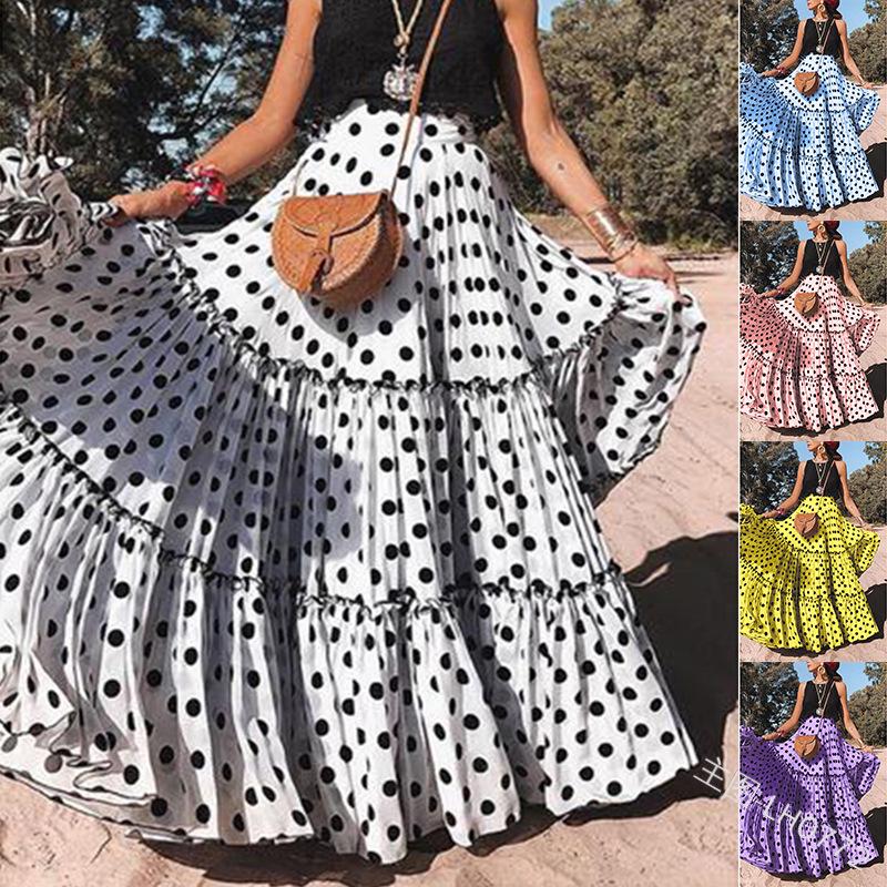 Fashion and Sexy European & American Style Women's Polka Dot Summer Casual Long Skirt