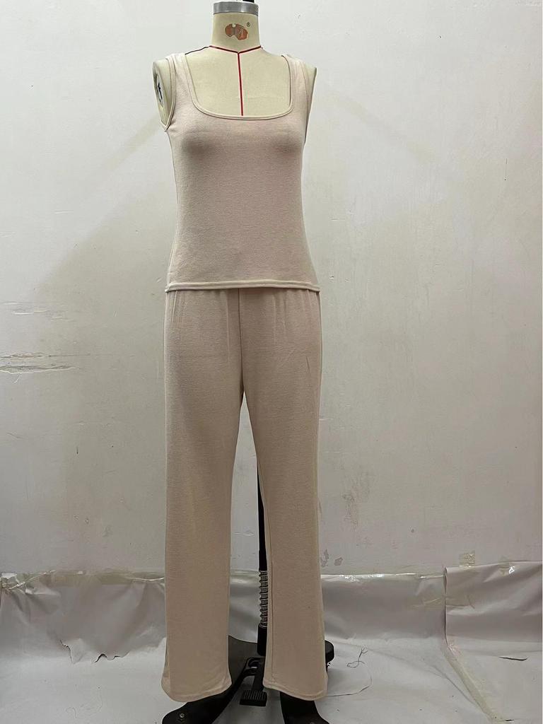 2023 Women's Long-Sleeve Solid Color Knitted Three-Piece Suit