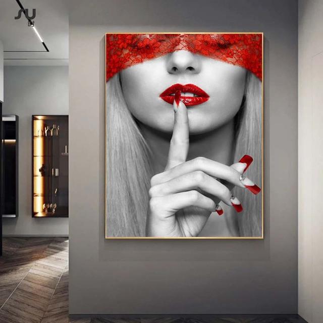 Módulo de labios rojos sexys modernos, pintura en lienzo, carteles nórdicos e impresiones, imagen de pared para Cuadros, decoración del hogar, sala de estar, sin marco