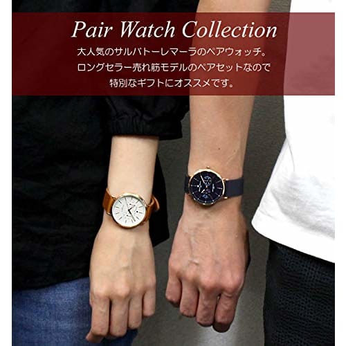 Salvatore Marra Pair Watches, Quartz Movement, Calendar, Italian Brand, Unisex, SM15117L (Rose White Brown, Rose Navy)