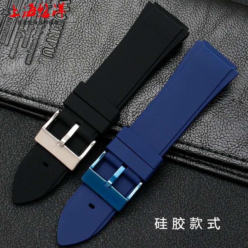 New Genuine Leather Watchband 22mm Silicone Watch Bracelet for GUESS W0040G3 W0040G5 W0247G3 Blue Wrist Band Men's Watch Strap