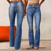 Women's Double Button Flared Denim Slimming Trousers