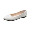 Large size thick heel single shoes women's spring new round head flat shoes women's one-pedal black single shoes women