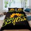 Vintage Sunflowers Duvet Cover Set Letters Bedding Set Letters and Sunflowers Printed Retro Girls Queen Size 2/3pcs Quilt Cover