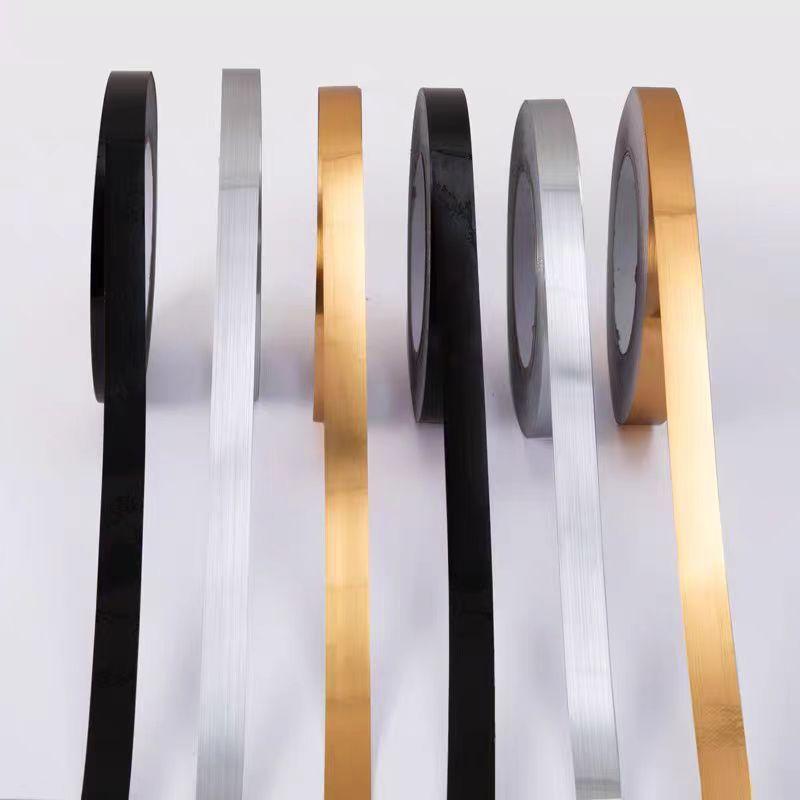Self-Adhesive Tile Seam Sticker Waterproof Mildew Proof Floor Wall Decor Tape Gold Silver Black PET Gap Filler Strip for Kitchen Bathroom Bedroom