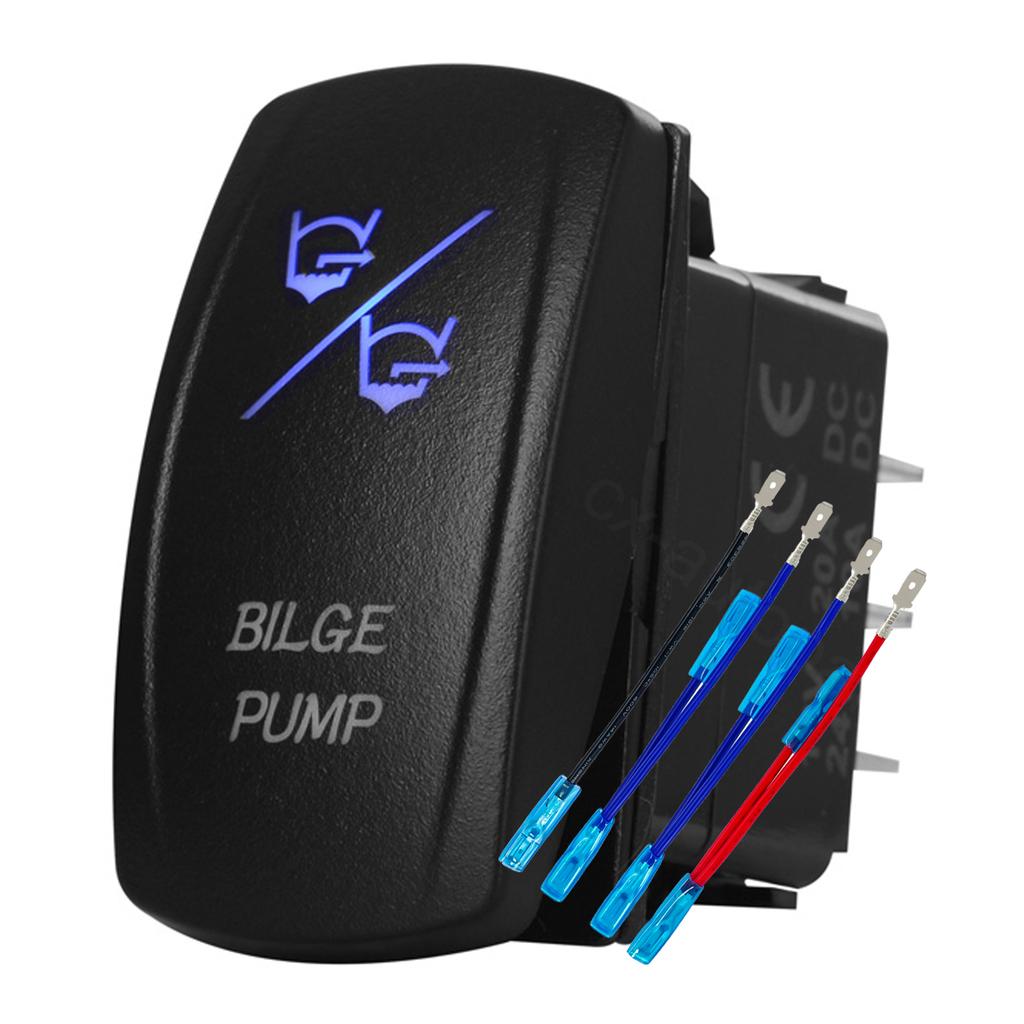 12V 24V Boat Trim Tabs Switch (ON)-OFF-(ON) Momentary Rocker Switch Waterproof Blue Light ON-OFF Toggle Switch With Harness Switches4