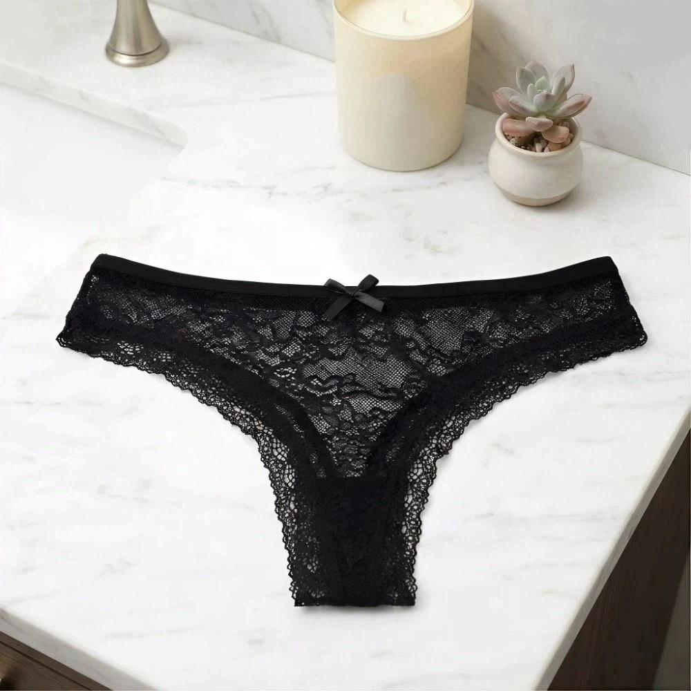 Transparent Mesh Briefs Women Low Waist Romantic T Panties Mesh Sheer Lace Thong Ladies Girls Gift