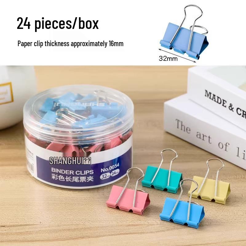 Многоцветный набор зажимов-бульдогов с длинным хвостом - Большие, средние, маленькие зажимы для бумаги и документов