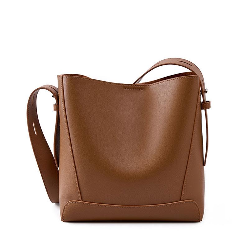 Cowhide Women's Shoulder Bag Fashi Trend Luxury Designer Bucket Bags Large Capacity Genuine Leather Women Crossbody Bags