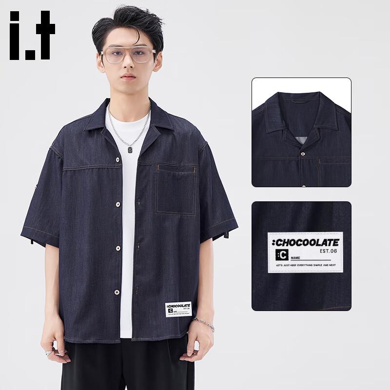 

:CHOCOOLATEit Men s Washed Short-Sleeve Denim Shirt L