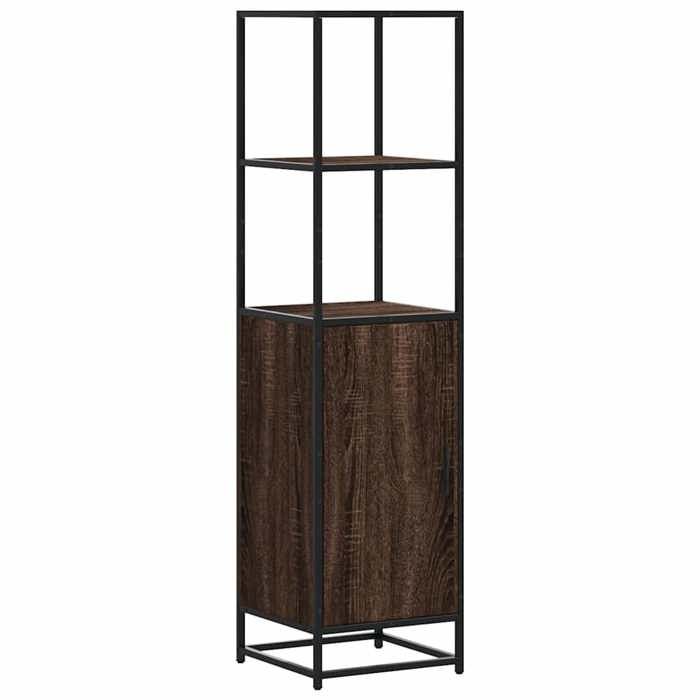 VidaXL Buffet haut chêne marron 35,5x35x139 cm bois d'ingénierie métal, armoire latérale, armoire de rangement haute, 849048