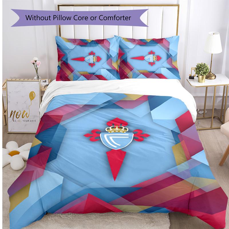 Set Biancheria da Letto 3 Pezzi Stampato Celta Vigo FC Copripiumino Traspirante con Federe Biancheria da Letto Decorativa per Camera da Letto Casa