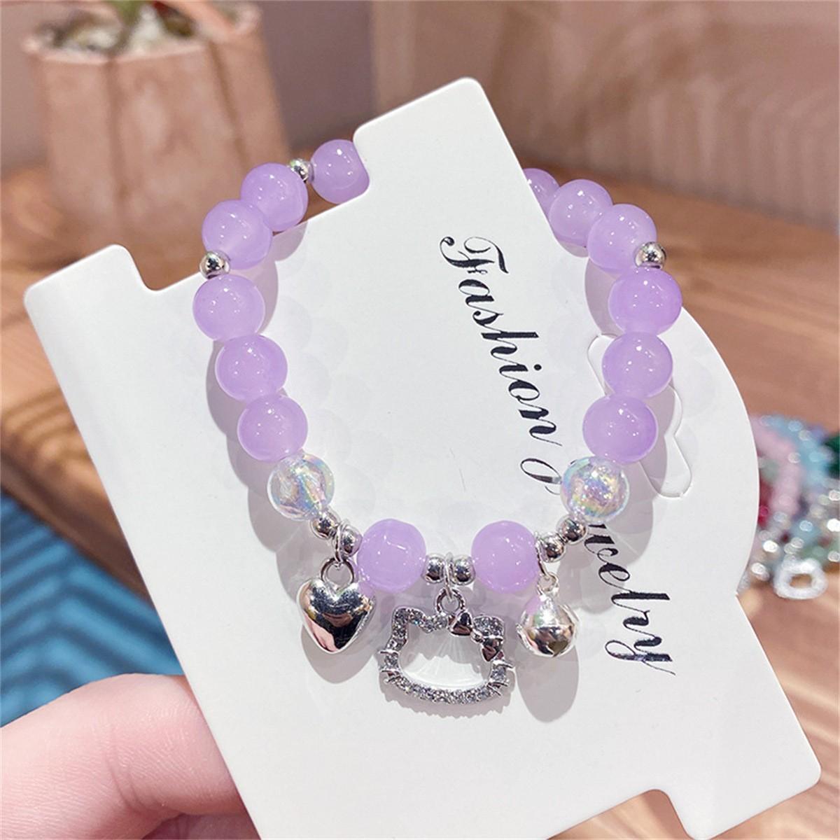 

Браслет из имитированного нефрита с золотыми ветвями и нефритовыми листьями One Size фиолетовый