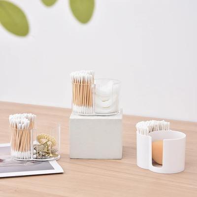Suporte redondo de algodão para almofadas de pó Caixa de armazenamento para cotonetes Caixa de cotonete Organizador de maquiagem À prova de poeira Portátil Durável Frasco de banheiro