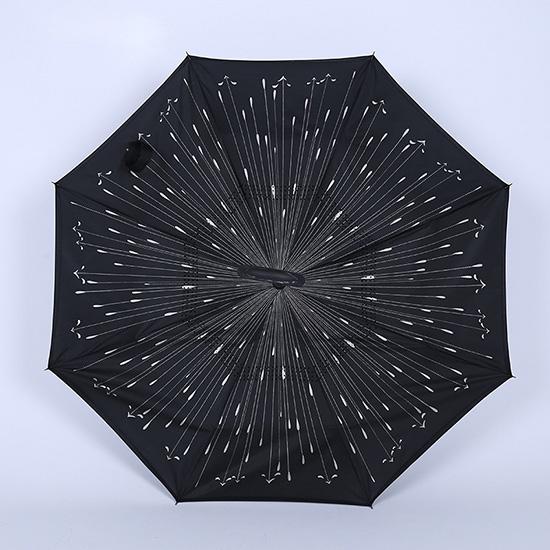 JPZYLFKZL Free Style Creative Long Shank Double Layer Inverted Umbrella Windproof Reverse C-Hook Male Golf Umbrella Reverse
