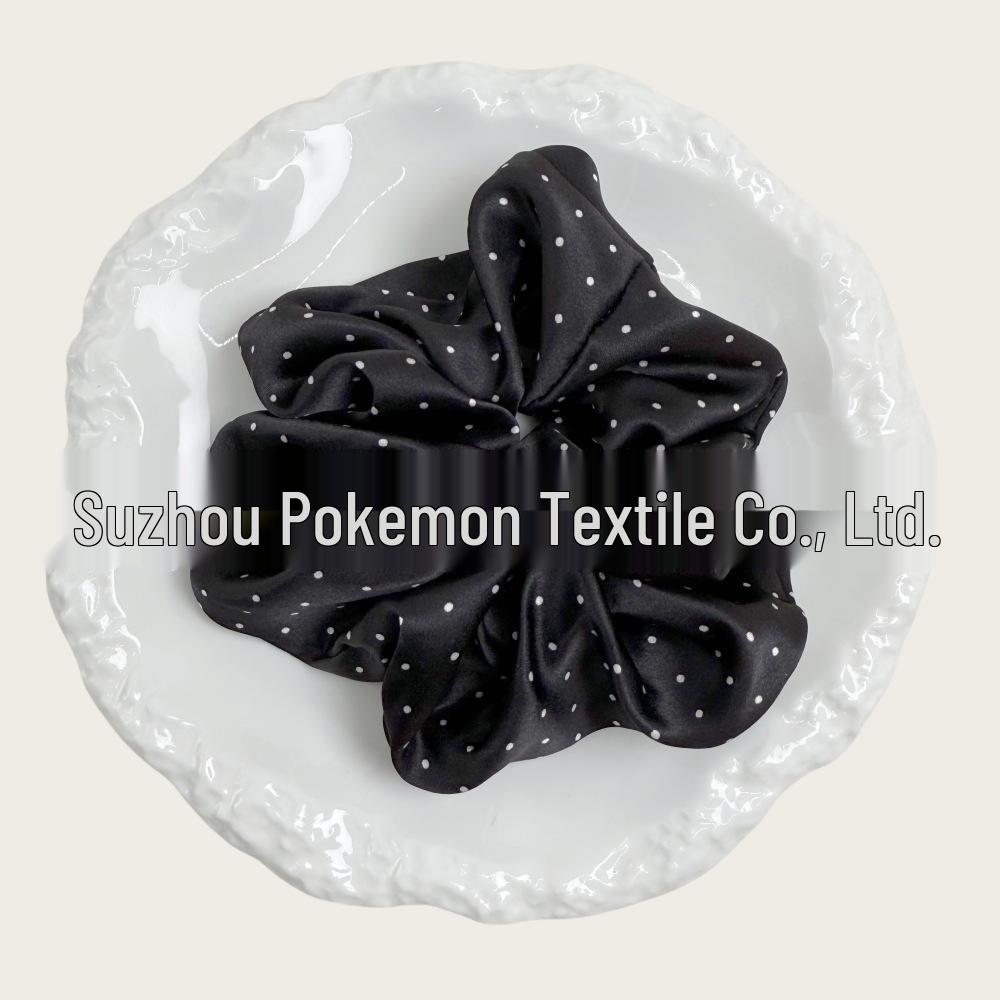 Korean Style Polka Dot Silk Scrunchie - 100% Mulberry Silk, Available in Large, Medium, Small Sizes (19 Momme)