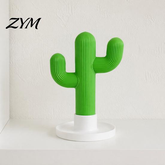 Stable Earphone Display Cactus Headphone Stand And Watch Holder, Desktop Organizer with Cable Storage PLA 3D Printed Tray, Rack for Earphones