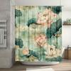 1pc Lotus & Cloud Motifs Shower Curtain, Peaceful Vibe, Easy-Clean Polyester, Fresh Modern Bath/Window Decor