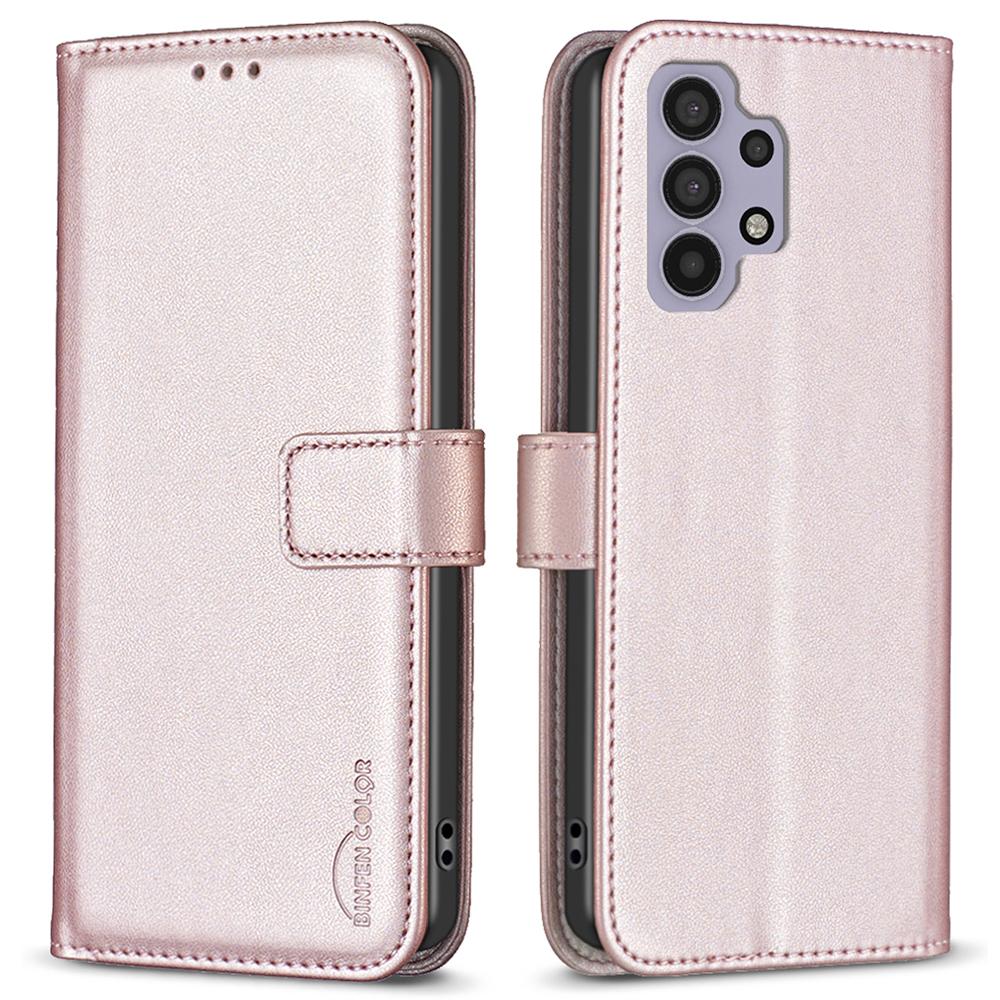 

BINFEN COLOR BF17 Leather Case for Samsung Galaxy A32 4G (EU Version) Stand Wallet Cell Phone Cover Rose Gold