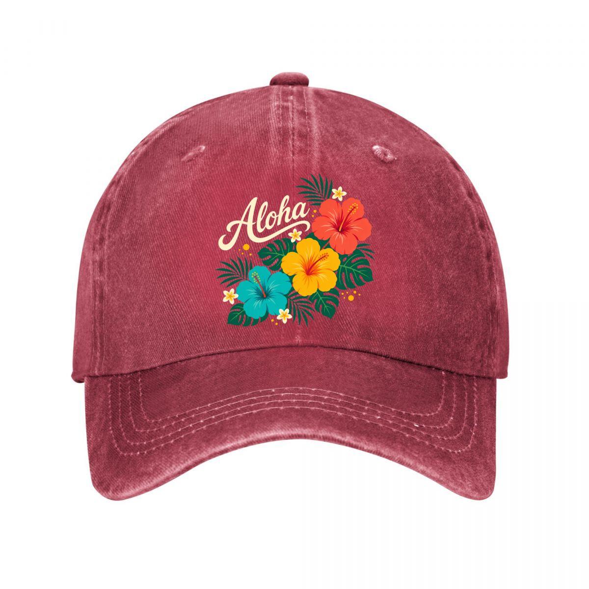 Tropical Aloha Hibiscus Island Bloom Washed Baseball Cap Outdoor For Womens Unisex FeUnisex Dad Hat Adjustable