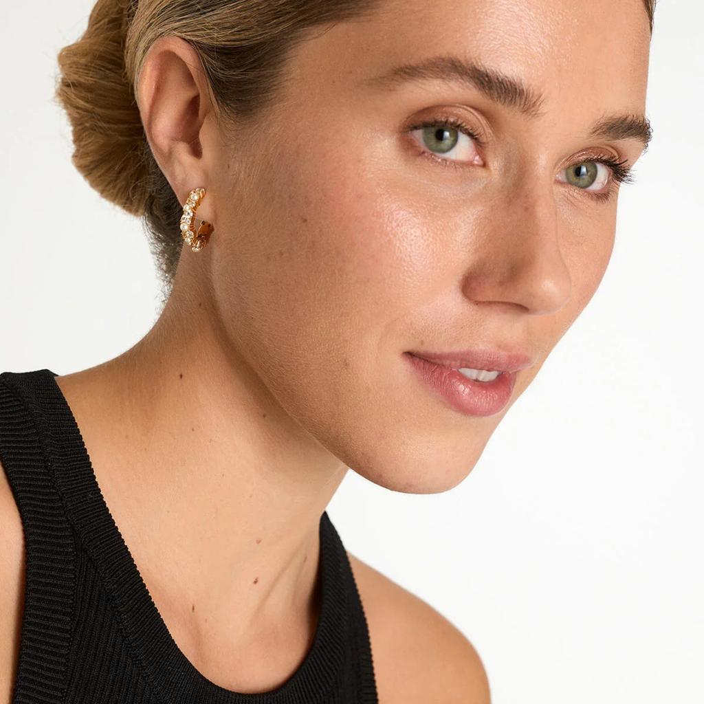 Personalized Fashion C-Shaped Inlaid Pearl Zircon Earrings S925 Silver Needle Stud Earrings Wind Niche Temperament Earrings