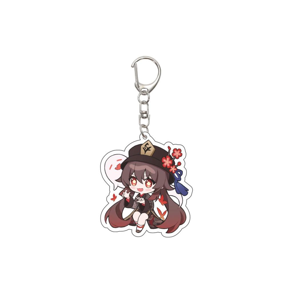 55MM Anime Genshin Impact Keychain Hu Tao Key Chain Acrylic Model Plate Christmas Gifts