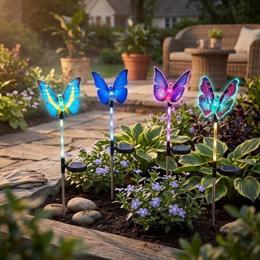 Powered Butterfly Lights Colorful Outdoor Garden Decoration Stakes