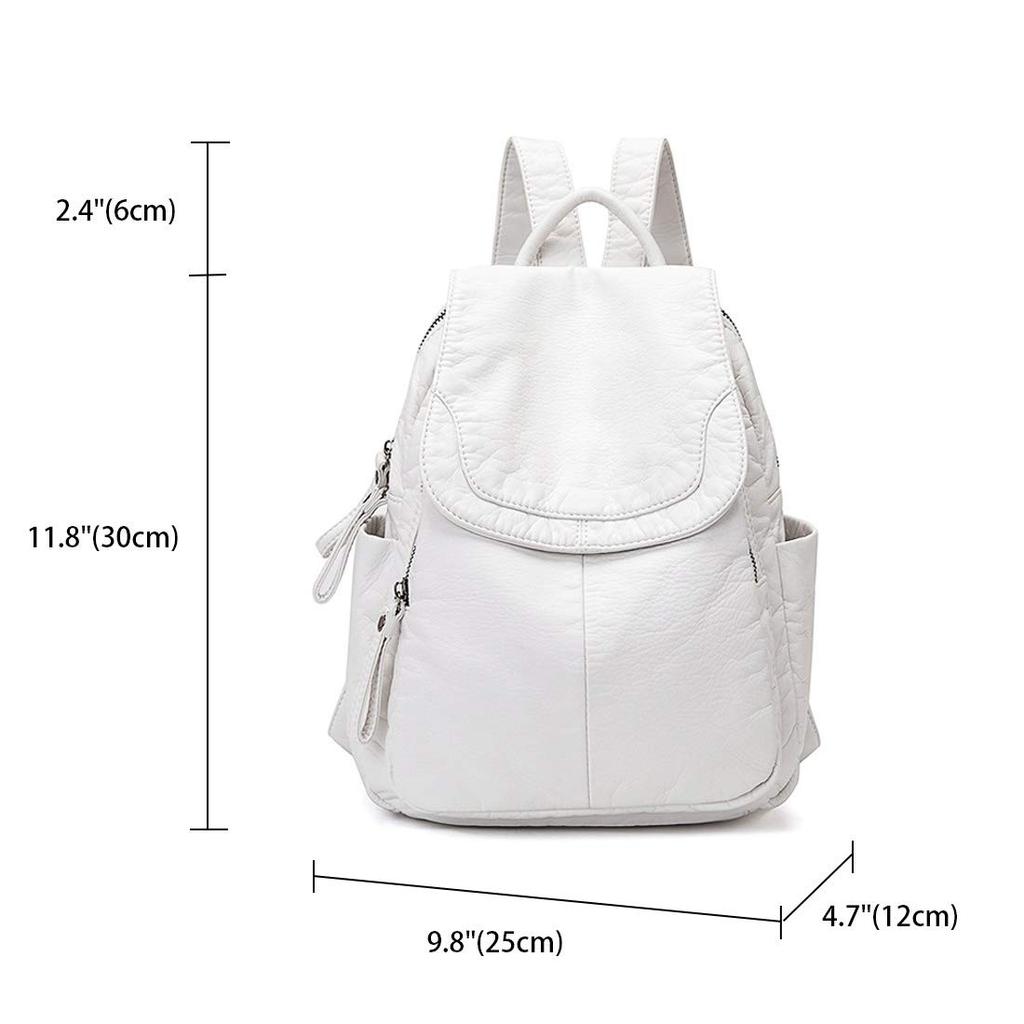 BUKESIYI Women's Mini Backpack, Large Capacity, Waterproof, PU Leather, JP78179, Pearl White