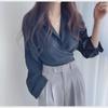 Korean Chic Retro Design Lace-Up Waist-Slimming Short Shirt