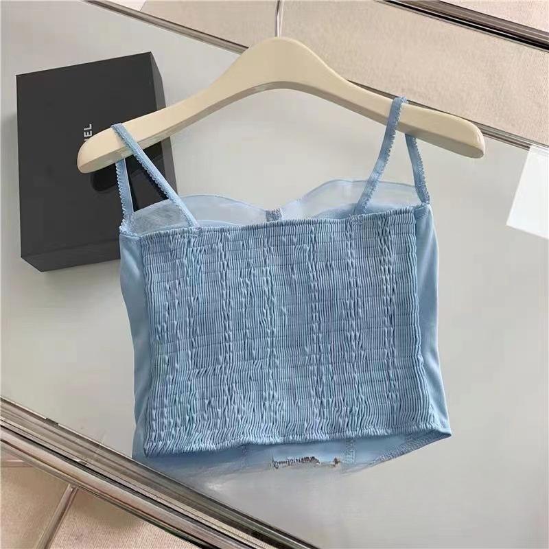 Sexy Girl Pure Desire Lace Camisole Vest Women's Summer Outdoor Wear Short Top with Chest Cushion Strapless Vest