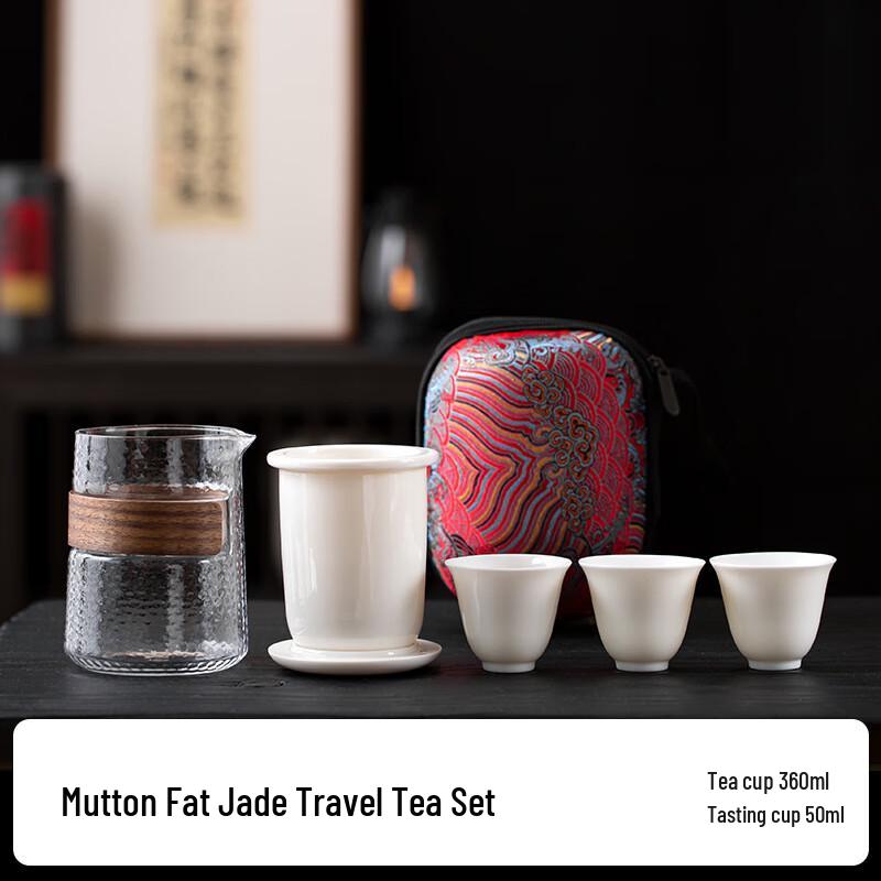 Jianglai Mutton Fat Jade White Porcelain Travel Tea Set