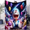 3D Doraemon Magical Night with Balloons Print Fleece Blanket for Adult Quality Super Warm Blanket for Travel Picnic Home