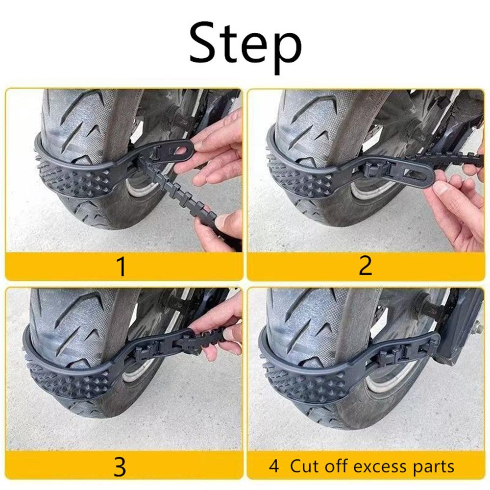 4× Motorcycle Bicycle Wheel Tire Non-slip Anti-Skid Snow Chain (About 59cm Long)