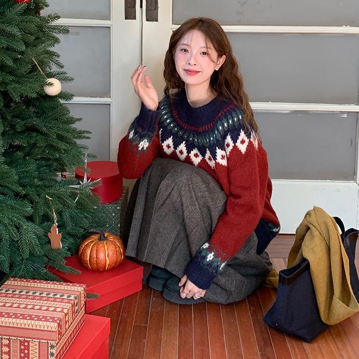 DIMANAF 2025 Autumn Women New Sweaters Knitting Basic Fashion O-Neck Style Loose Red Pullover Sweater