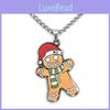 Delightful Cartoon Gingerbread Man Necklace With Pearl Chain Perfect Holiday Accessory