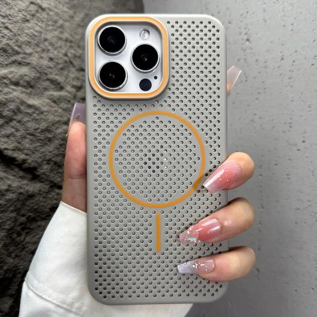 Magnetic Phone Case For iPhone 17 Air 15 14 13 12 16 Pro Max 14Pro 16Pro Magsafe Heat dissipation Protector Shockproof Hard Cover