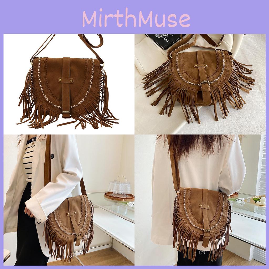 Small Suede Vintage Crossbody Bag With Tassel Details For Women Casual Outings