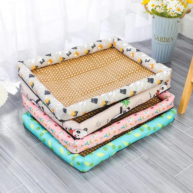 Lightweight Breathable Rattan Pet Bed - Summer Cooling Mat Pad Ice Nest Cooling Bed for Small Dogs Cats & Small Animal Supplies