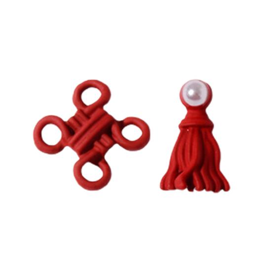 2Pcs Manicure Decoration Wide Application Easy to Apply Alloy Red Chinese Knot Nail