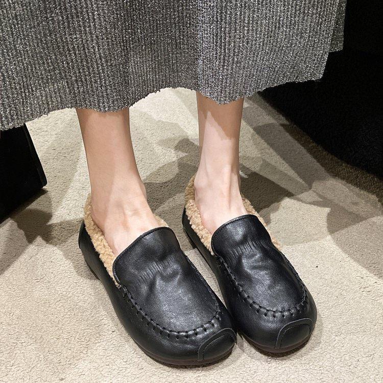 

Широкие полные ноги один педаль флис утолщенные зимние сапоги женские водонепроницаемые кожаные беременные женщины утолщенные нескользящие теплые хлопковые туфли Doudou 36 чёрный