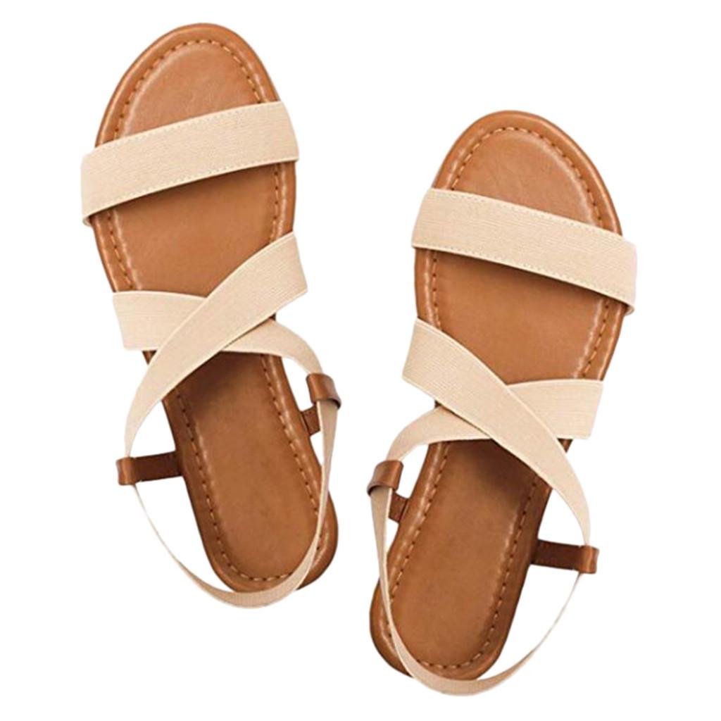 Women Low Heel  Skidding Beach Shoes Cross Strap Sandals Peep-toe Sandals