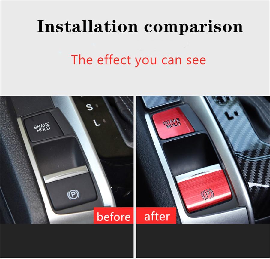 4 Pcs Car Electronic Handbrake Button Cover For Honda Civic 2016 2017 2018 2019