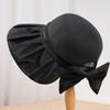 Spring and summer new French straw hat women's big-brimmed sun hat fabric splicing pleated sunscreen hat fine-woven papyrus