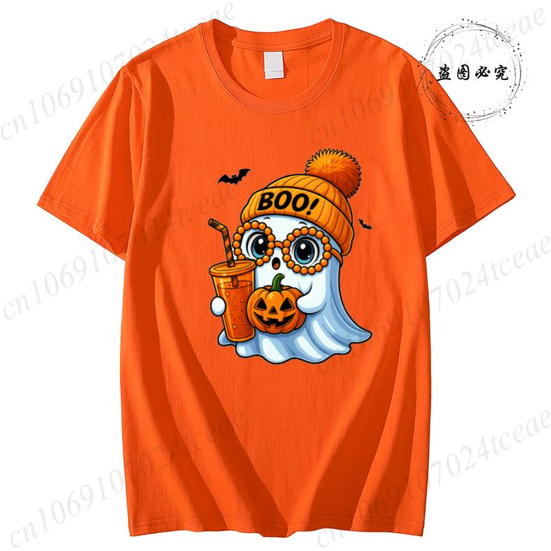 Halloween Horror Ghost Tee Unisex Clothing Y2K Designer T Shirt Female Cute Ghost Halloween Funny Streetwear Anime Tee Clothes S