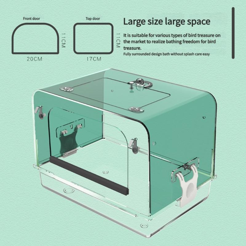 Pet Bird Bath Tub Transparent Bathing Tub Parrot Bathtub Parrot Shower Box Bathtub with Bottom Drawer