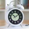 Classical Double Bells Metal Alarm Clock Quiet Nonticking Bright Night Lamp Dials Bedroom Clock for Heavy Sleepers
