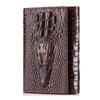 LAOSHIZI Vintage Men's Genuine Leather Crocodile-Embossed Wallet RFID Blocking Multi-Card Slots Photo Insert