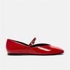 Fashion Woman Red Mary Jane Shoes 2024 Summer Chic Faux Patent Leather Flats Womens Fashion Round Toe Buckle Strap Single Shoes