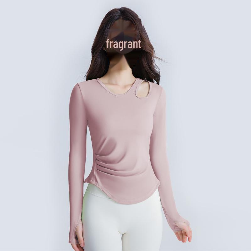 Women's Long Sleeve Yoga Top with Chest Pad: Autumn Pilates Fitness T-Shirt
