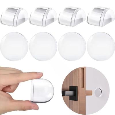 Transparent Self Adhesive No Drill Door Stopper Set Anti Collision Rubber Bumper Home Office Door Stopper Home Improvement